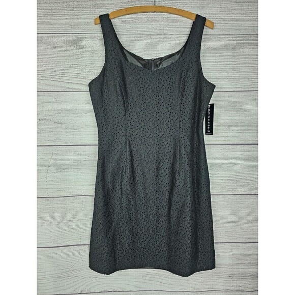Connected Womens Eyelet Summer Sleeveless Sheath Mini Dress Black Size 10 - Picture 1 of 4